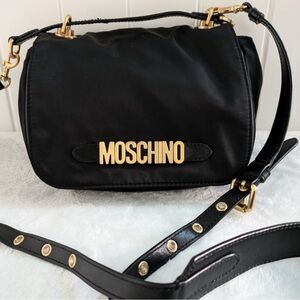 Moschino Black Crossbody Bag with Gold Accents
